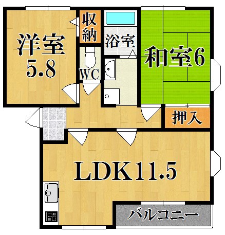 エーデルハイムＢ棟 102号室 間取り