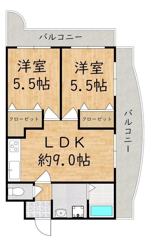 パール香芝 410号室 間取り