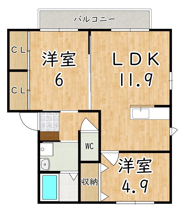 Happiness2番館 102号室 間取り
