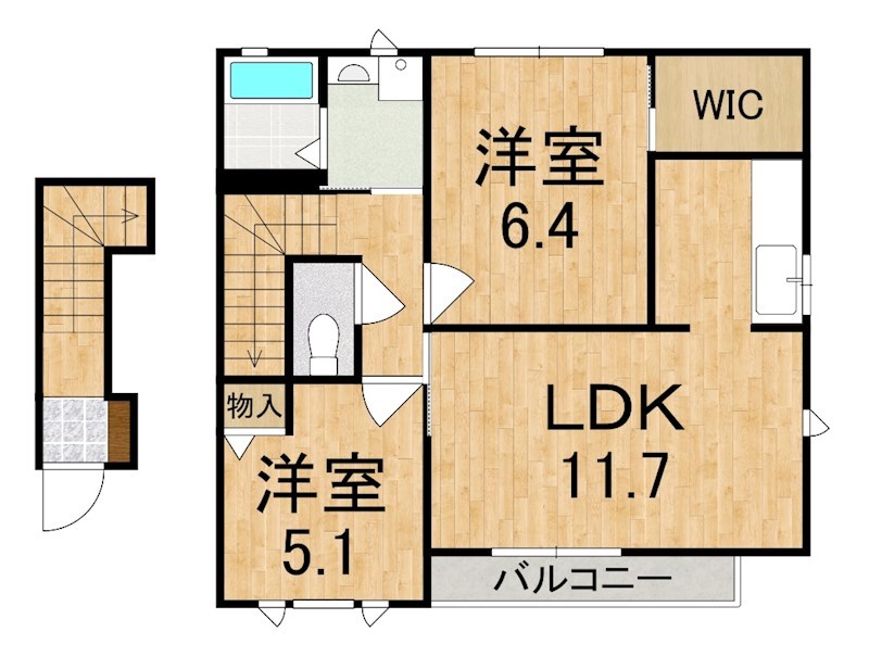 ウェアー法隆寺Ｂ棟 202号室 間取り