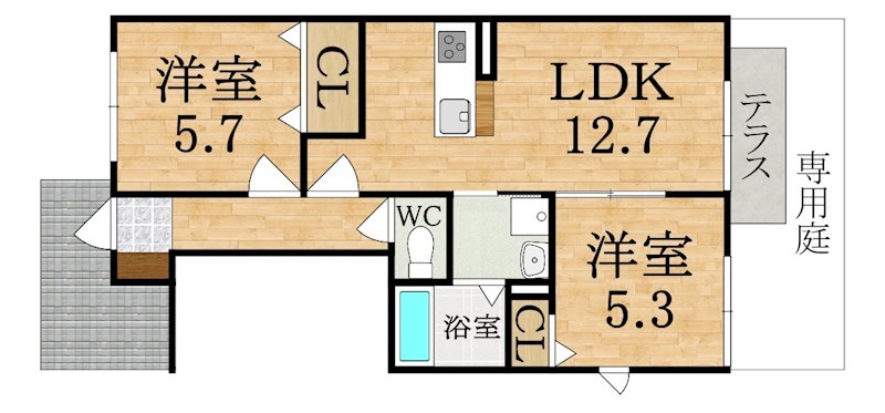 ホワイトガーデン A103号室 間取り