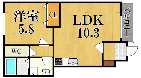 クレメント大和高田Ⅰ 105号室 間取り