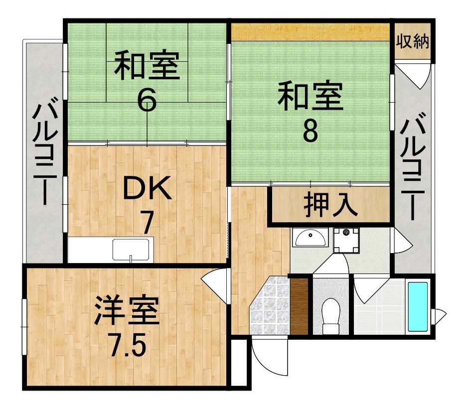 三室山コープタウン１号棟 304号室 間取り