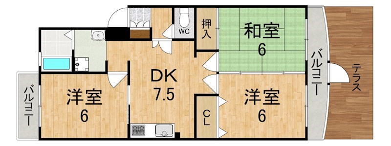 リヴェール立野 102号室 間取り