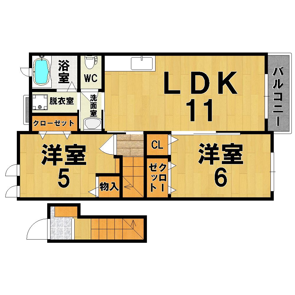 ガーデンハウスＭＵ　Ｂ棟 202号室 間取り