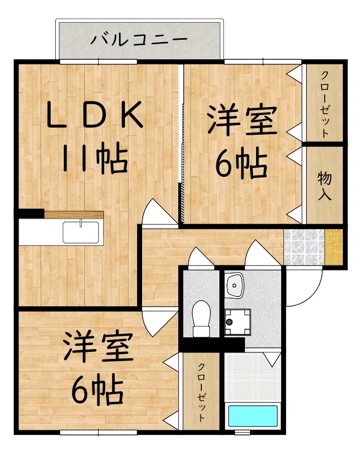 パセオ真美Ｄ 201号室 間取り
