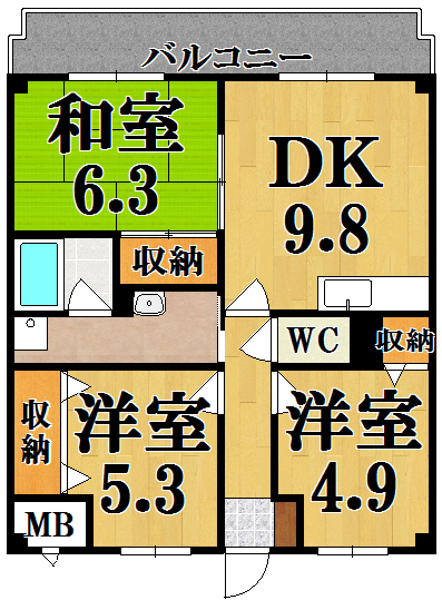 サニーコート西真美 604号室 間取り