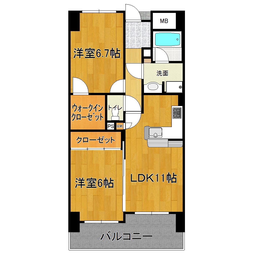 ローレルコート天理前栽 611号室 間取り