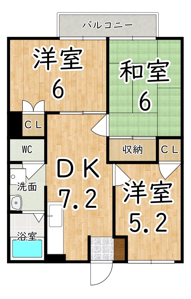 エミネンスコート尼寺Ａ 202号室 間取り