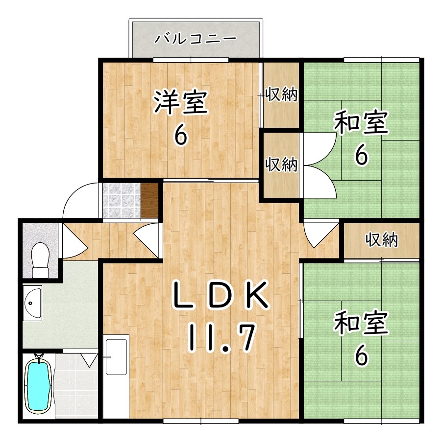 コスモハイツ１番館 201号室 間取り