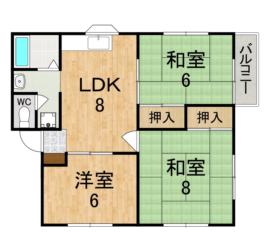ハイツいかるが法隆寺 202号室 間取り