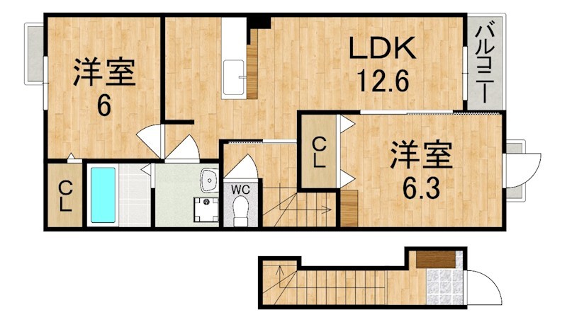サンリット　法隆寺Ⅲ 203号室 間取り