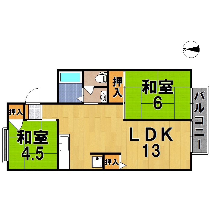 ユーメゾン生駒 207号室 間取り