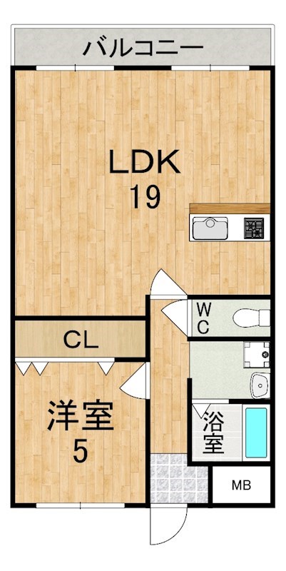 川由ビル 703号室 間取り