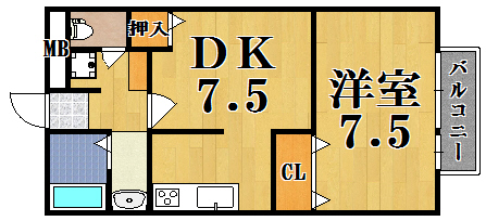 リビングタウン相楽Ａ棟 203号室 間取り