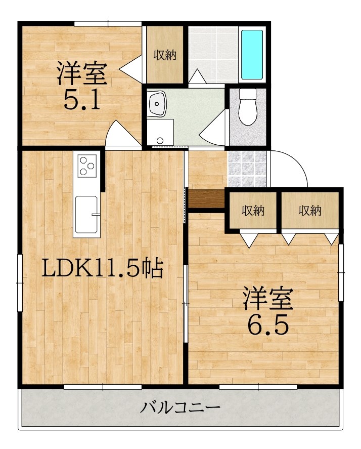 ベルビュＢ棟 105号室 間取り
