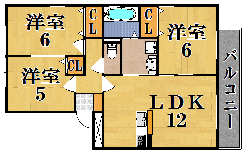 ベローチェ梅美台 301号室 間取り