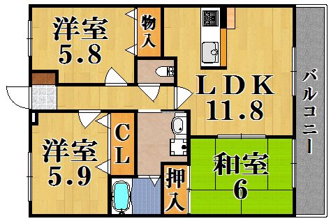 グランファミーユＢアンジュ 302号室 間取り