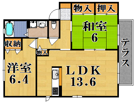 クレストタウンＦ棟 102号室 間取り