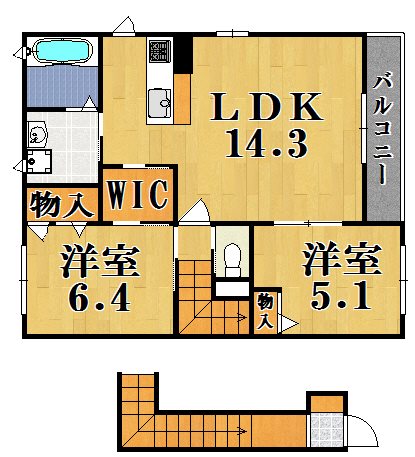 ラフィネ梅美台 E202号室 間取り