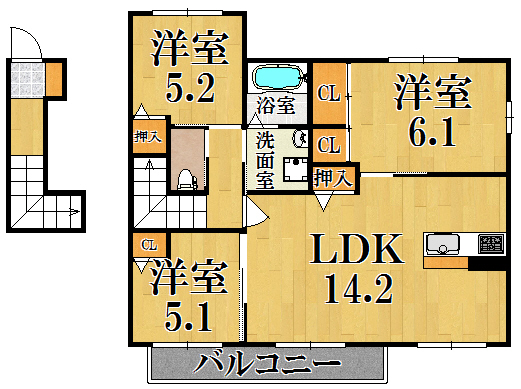 ラフィネ梅美台 G201号室 間取り