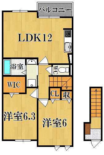 エレガンシア 201号室 間取り