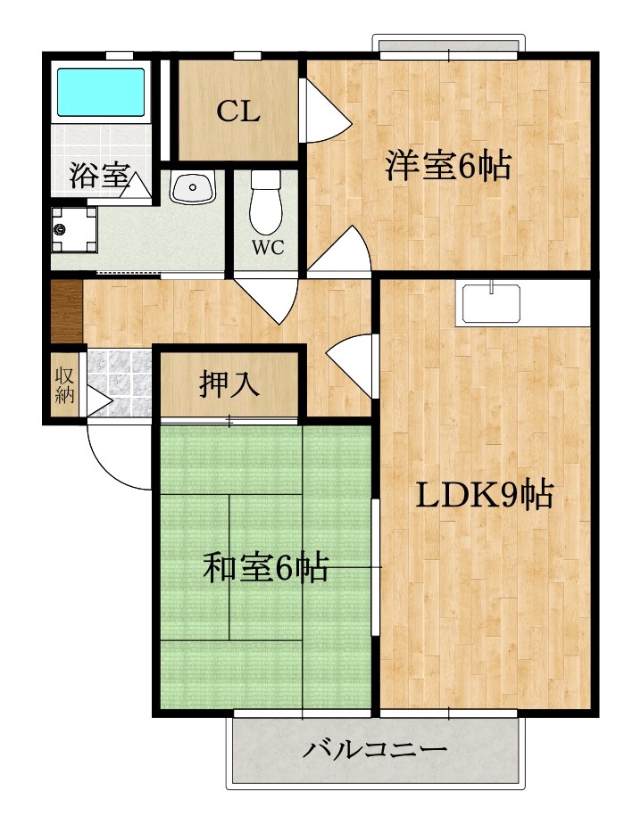 サンビューラ梅美台D 202号室 間取り