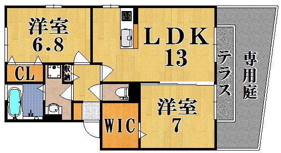 リビングタウン学研都市Ｇ棟 101号室 間取り