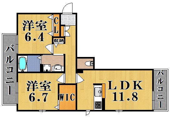 フェリオ城山台　ウエスト A205号室 間取り