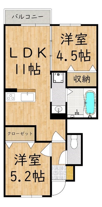 カルチェ鹿の子 101号室 間取り