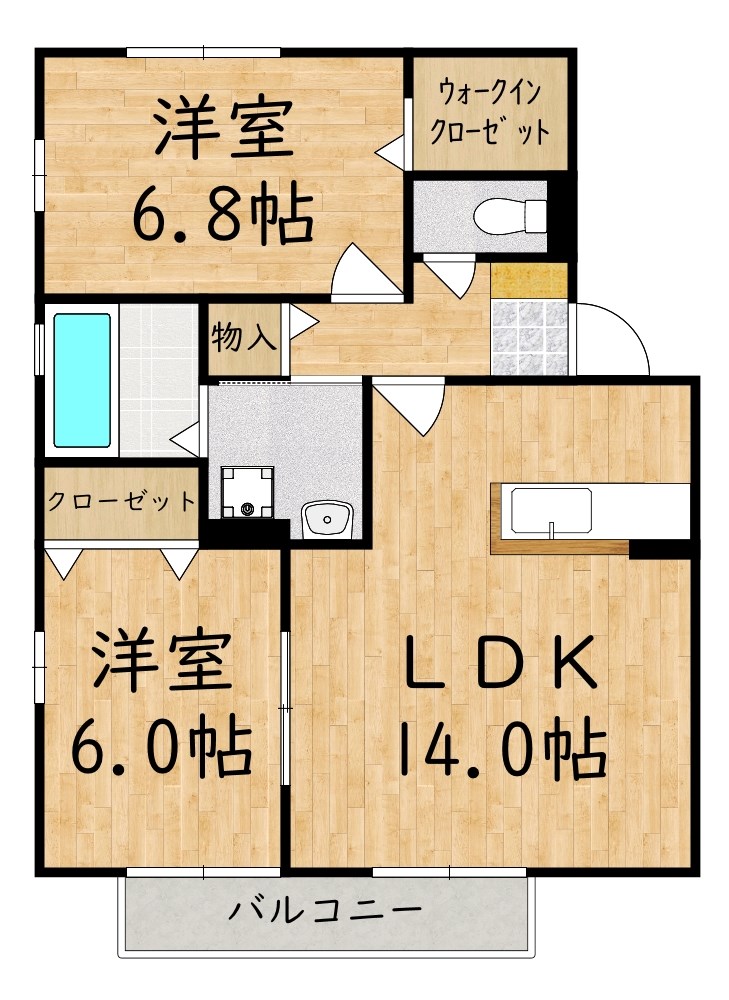 リビングタウン高山台Ｃ棟 102号室 間取り