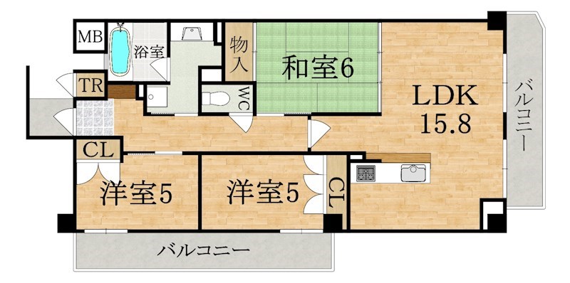 エクステージ東生駒 401号室 間取り