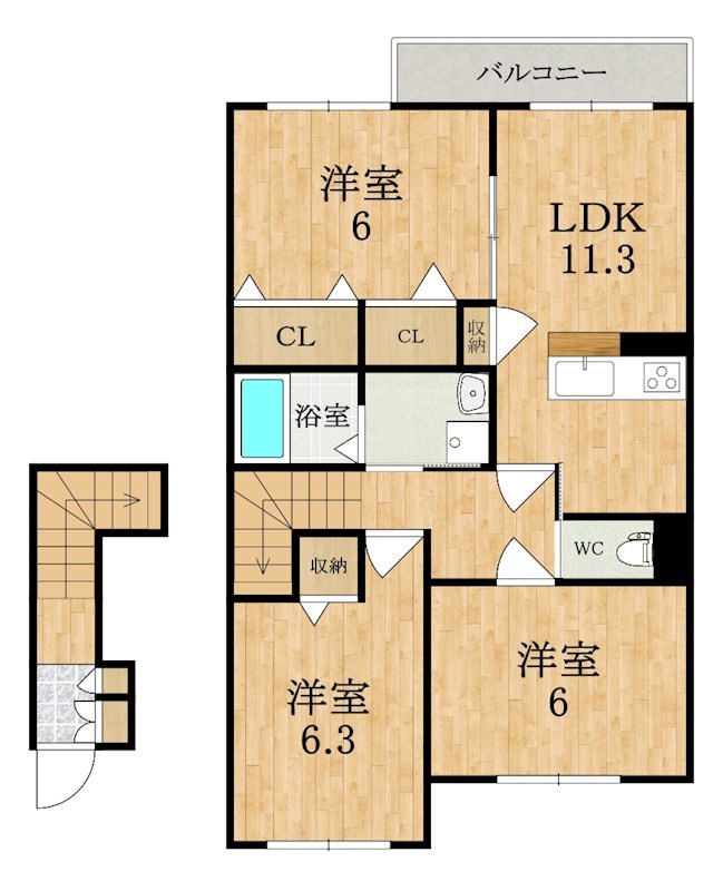 ハートフルヒルズ城山台 202号室 間取り