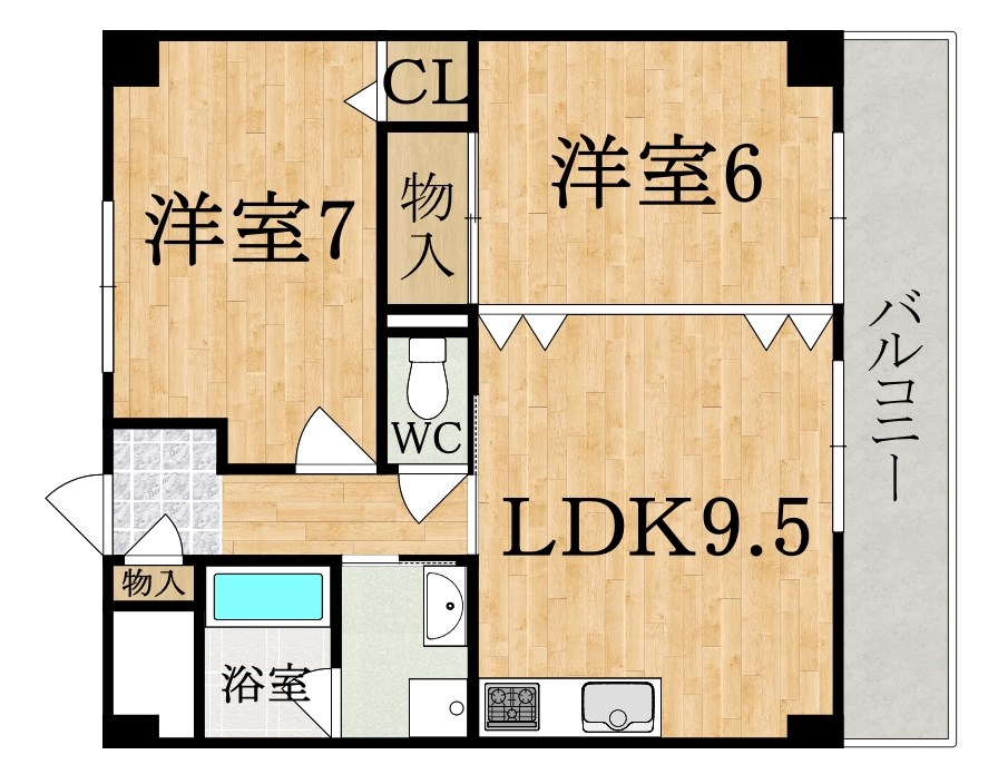 パストラール東生駒 702号室 間取り