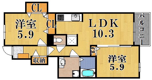 ベル・フィオーレ 103号室 間取り