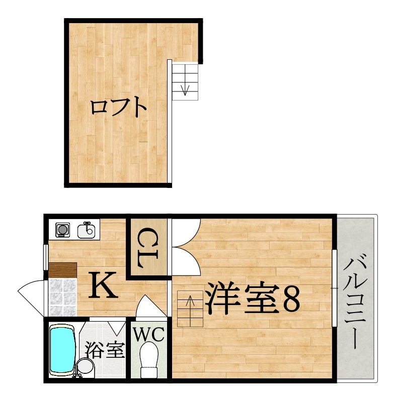 プチ聖和 202号室 間取り