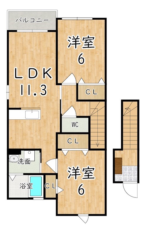 プチシャトー　Ｅ棟 201号室 間取り
