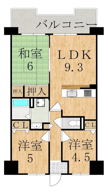 グリーンコーポ東生駒 203号室 間取り