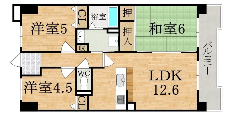 グリーンコーポ東生駒 203号室 間取り