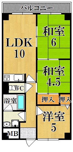 メゾン大和東生駒 211号室 間取り