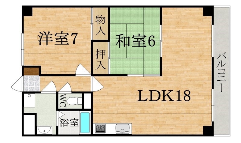 インペリアル東生駒 202号室 間取り