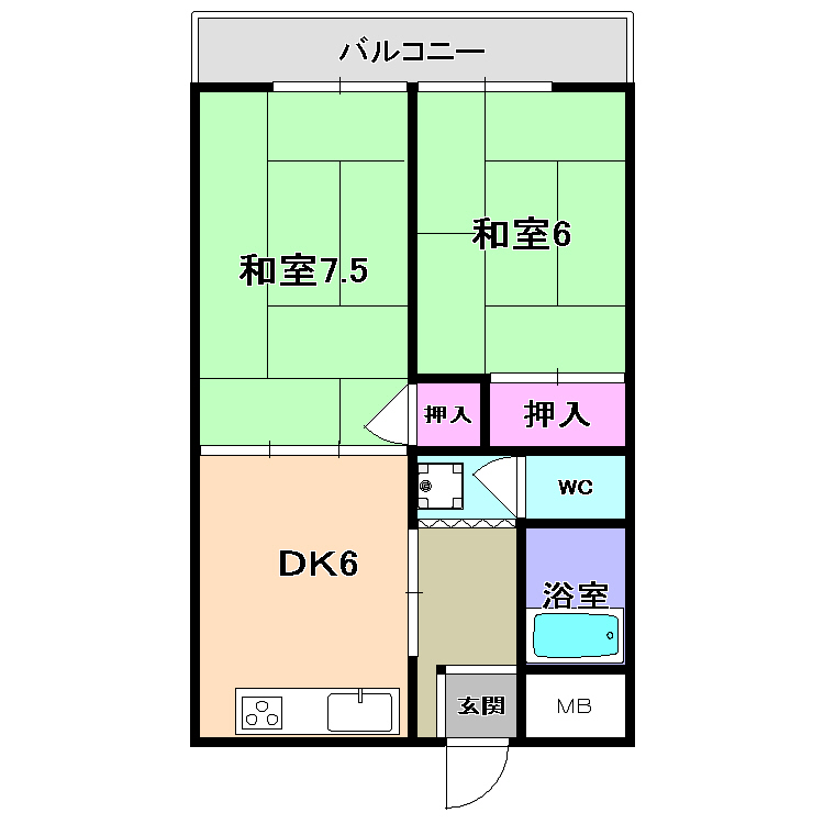 コーポ五風 208号室 間取り
