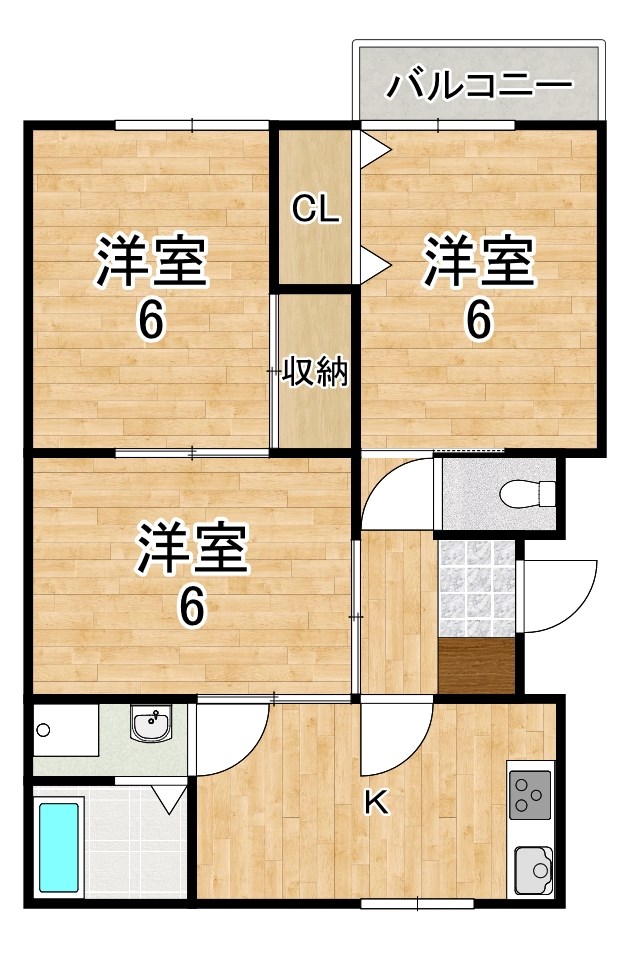 光ハイツ 104号室 間取り