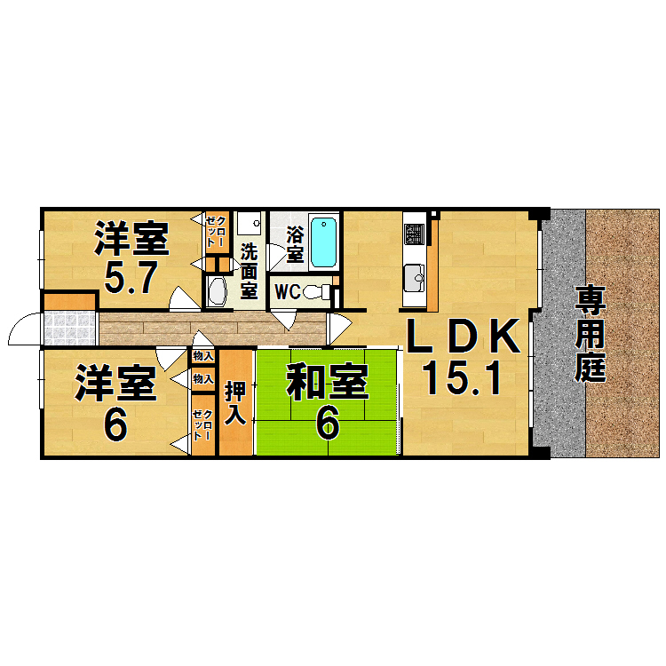 生駒東松ヶ丘アーバンコンフォート 116号室 間取り