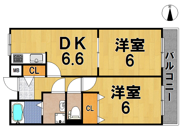 ソレアード白庭 202号室 間取り