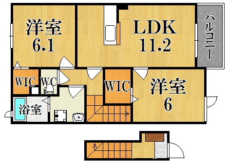 Ｅｔｏｉｌｅｓ（エトワール）Ｎ 202号室 間取り