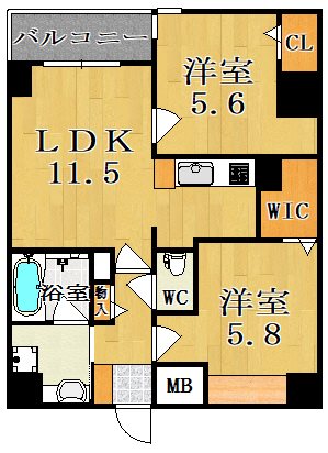 幸court nara sanjo 406号室 間取り