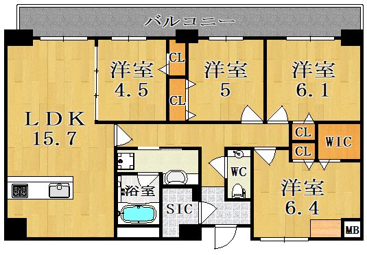幸court nara sanjo 702号室 間取り