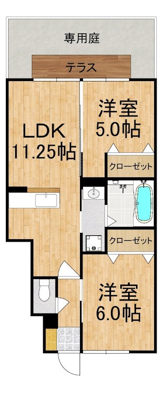 ヴィルヌーブＤ 102号室 間取り