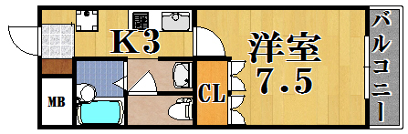 Ｄｅａｒ　Ｃｏｕｒｔ 205号室 間取り